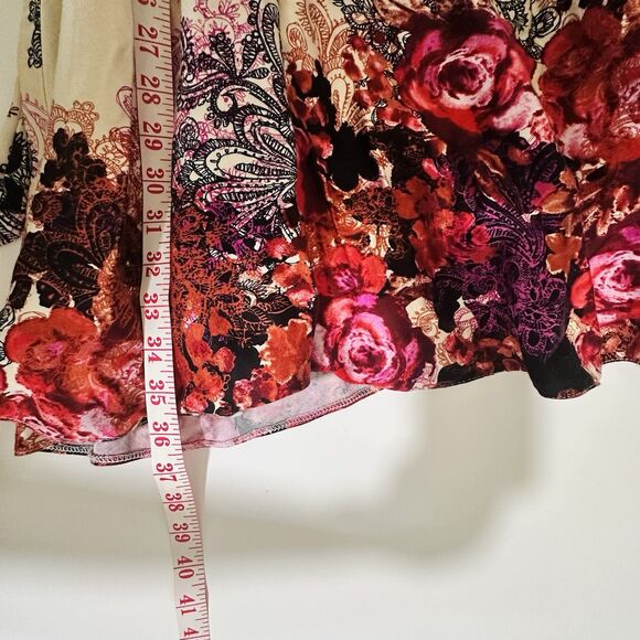 Elegant Floral Midi Dress - Red and Purple - Picture 13 of 13